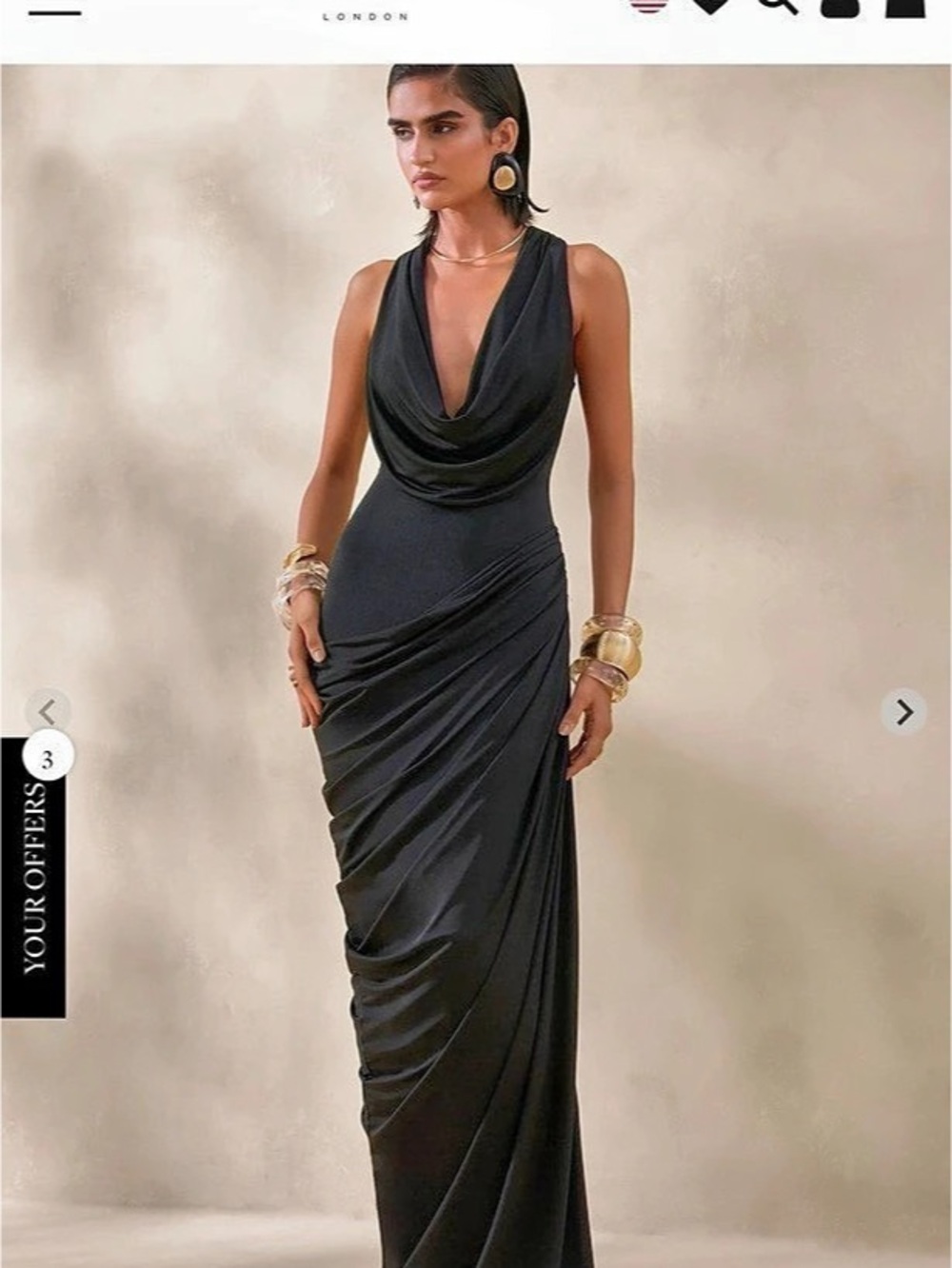 Club L London Mademoiselle Cowl-Neck Maxi Dress With Draped Detailing Yellow - Picture 4 of 4